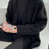 Simple Black V Neck Button Knit Mens Cardigan Spring