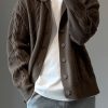 Simple Coffee Button Cozy Cable Knit Mens Cardigan Spring