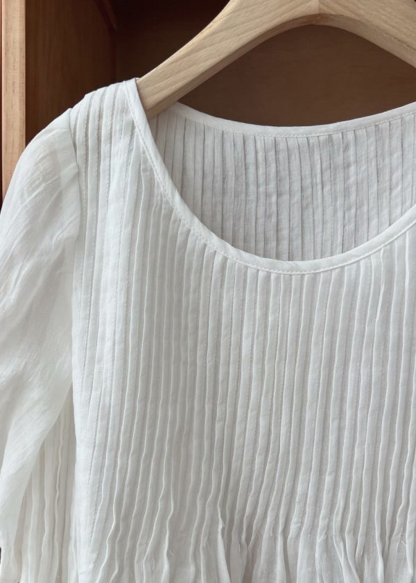 Simple Coffee O Neck Wrinkled Linen Shirt Half Sleeve - Image 4