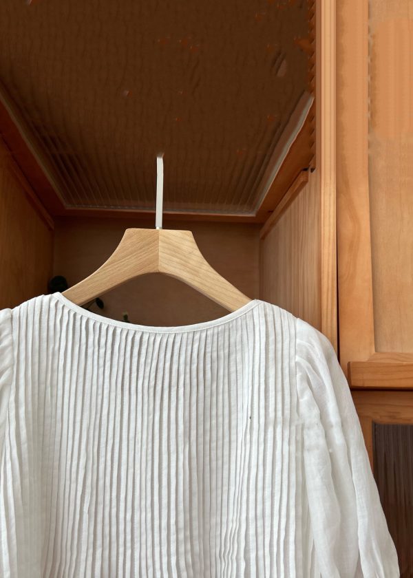 Simple Coffee O Neck Wrinkled Linen Shirt Half Sleeve - Image 5
