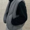 Simple Grey Zip Up Pockets Cotton Filled Mens Waistcoat Sleeveless