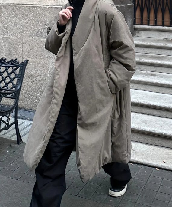 Simple Khaki Pockets Solid Duck Down Men Down Coat Winter