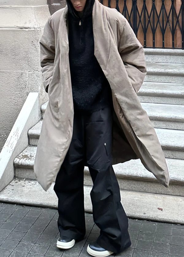 Simple Khaki Pockets Solid Duck Down Men Down Coat Winter - Image 3
