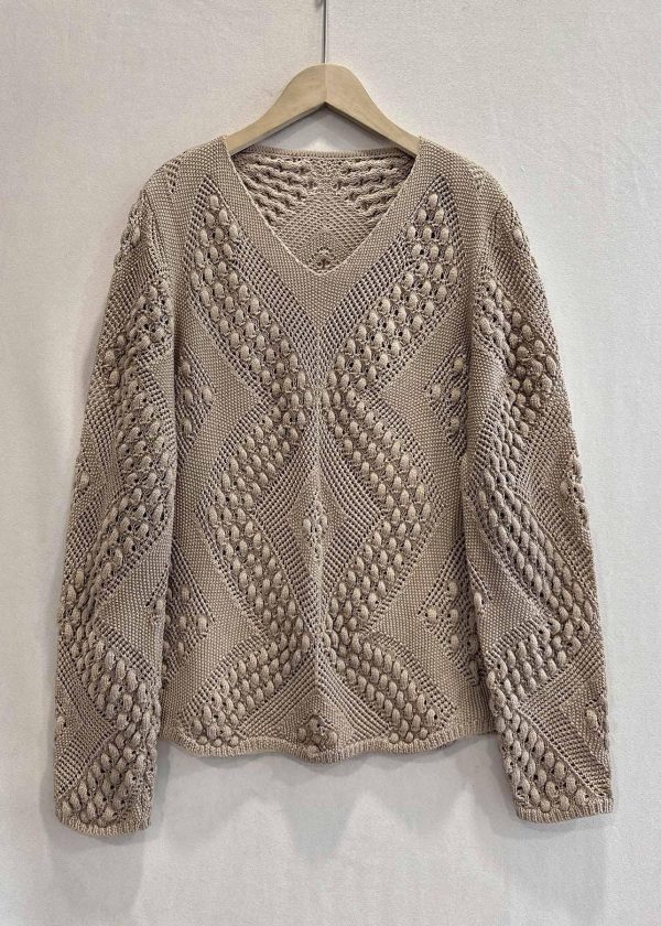 Simple Red Oversized Hollow Out Knit Pullover Spring - Image 5