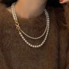 Simple Silk Sterling Silver Round Pearl Sweater Graduated Bead Necklace