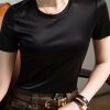 Simple Style Black O Neck Cotton T Shirts Tops Summer