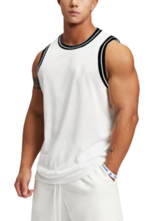 Simple White O Neck Solid Cozy Cotton Men Tank Summer - Image 5