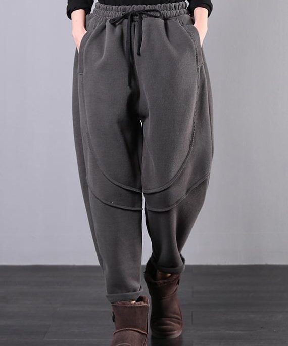Simple gray women pants plus size clothing elastic waist drawstring Photography trousers