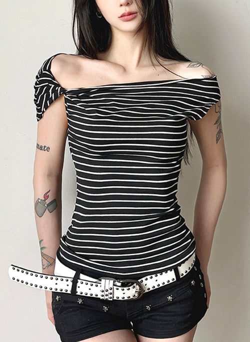 Slim Fit Black Striped Original Design Cotton T Shirts Summer