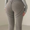 Slim Fit Grey Pockets High Waist Jeans Spring