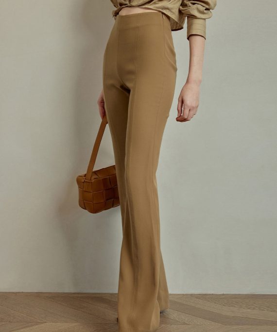 Slim Fit Khaki Solid High Waist Spandex Pants Summer