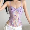 Slim Fit Purple Tie Waist Sheer Lace Bodysuits