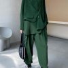 Slim suit female plus size fashion casual green shirt pants two-piece suit