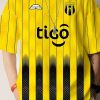 Striped Yellow O-Neck Print Cotton T Shirt Men Summer
