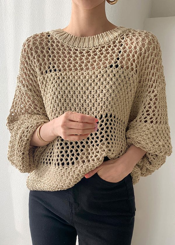 Style Black Oversized Hollow Out Knit Sweaters Spring - Image 4