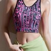 Style Pink O-Neck Print Fitting Workout Tops