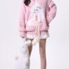 Style Pink V Neck Bow Ma Hai Mao Knit Sweaters Spring
