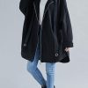 Style hooded zippered Plus Size coats women blouses black oversized outwears
