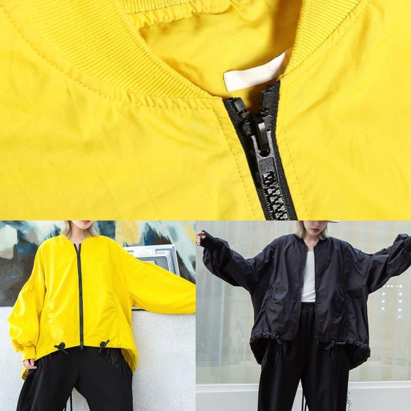 Style yellow Plus Size box short coat Photography drawstring hem fall outwear - Image 5