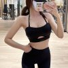 Styling Black Seamless Bandage Sports Bra And Leggings Set Suit Surf Leggings