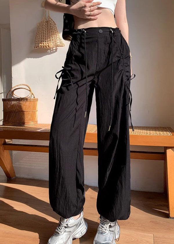 Stylish Apricot Bow Drawstring Quick Drying Sports Pants Spring - Image 5