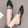 Stylish Black Breathable Mesh Splicing Slide Sandals Nail Bead