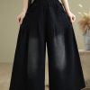 Stylish Black Oversized Denim Wide Leg Pants Summer