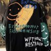Stylish Black Peter Pan Collar Print Button Denim Mens Coats Spring