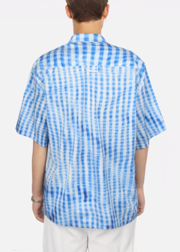 Stylish Blue Plaid Print Cotton Mens Shirts Summer - Image 5