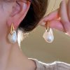 Stylish Gold Alloy Asymmetric Pearl Stud Earrings
