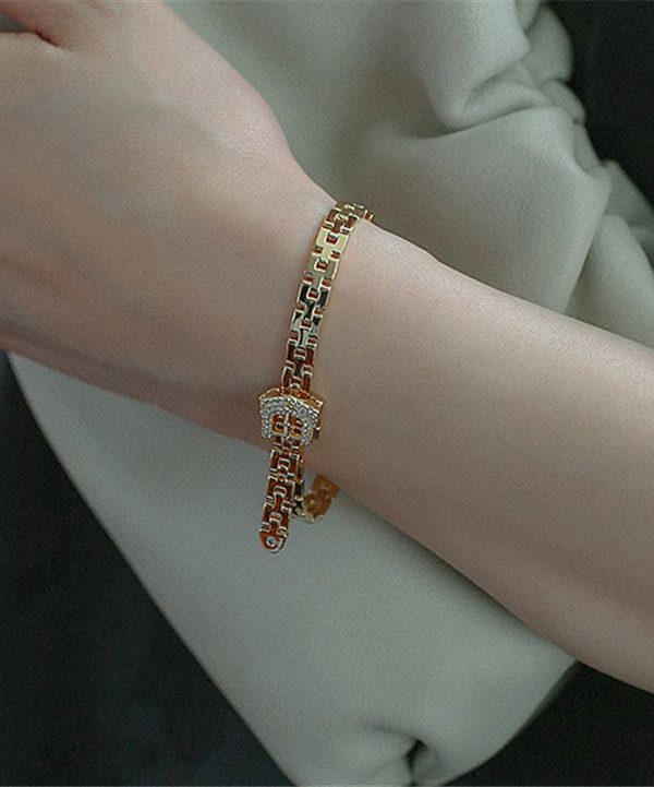 Stylish Gold Copper Overgild Zircon Chain Chain Bracelet - Image 3