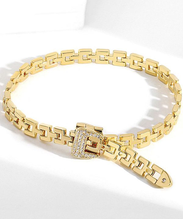 Stylish Gold Copper Overgild Zircon Chain Chain Bracelet - Image 5