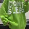 Stylish Green O Neck Letter Cozy Knit Men Sweaters Winter