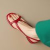 Stylish Hollow Out Peep Toe Sandals Red Faux Leather