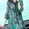 Stylish Peter Pan Collar Button Print Chiffon Shirt Tops Summer