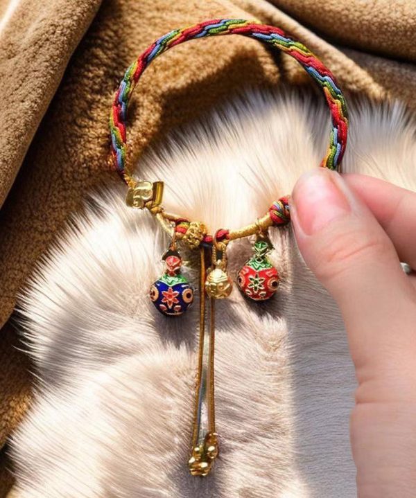Stylish Rainbow Overgild Hand Knitting Animal Colorful Rope Charm Bracelet - Image 2