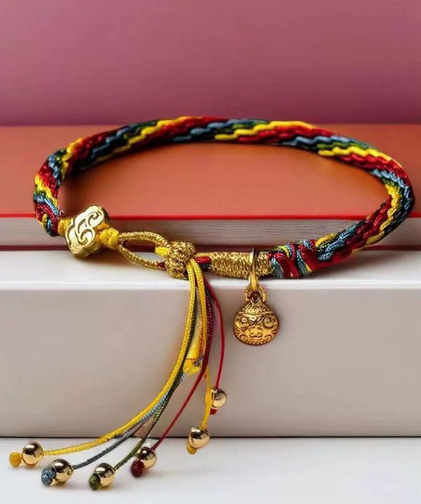 Stylish Rainbow Overgild Hand Knitting Animal Colorful Rope Charm Bracelet - Image 4