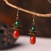 Stylish Red Green Agate Copper Elegant Drop Earrings