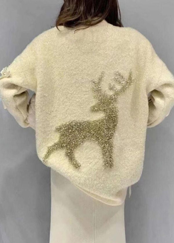 Stylish Red O Neck Patch Loose Knit Sweaters Spring - Image 4