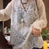 Stylish White O-Neck Hollow Out Lace T Shirt Spring