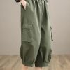 Unique Army Green High Waist Stylish Spring Elastic Waist Pockets Shape Wild Trousers