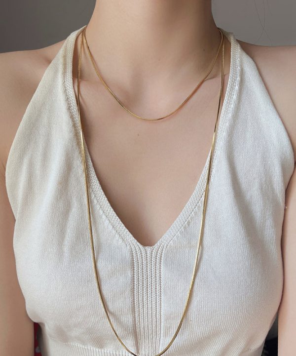 Unique Gold Stainless Steel Double Layer Sweater Necklace - Image 2