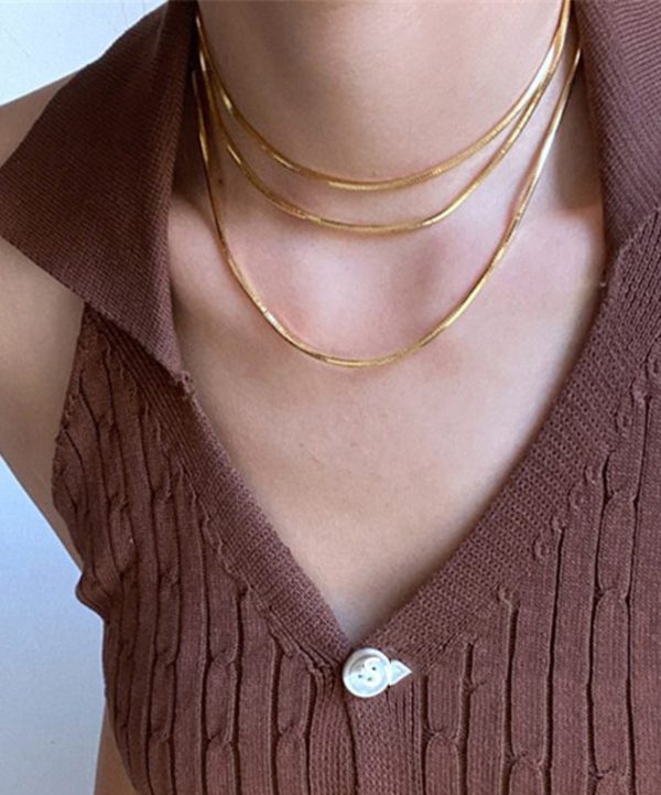 Unique Gold Stainless Steel Double Layer Sweater Necklace - Image 4
