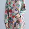 Unique Rose Turtle Neck Print Warm Fleece Mini Dress Winter