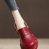 Unique Splicing Platform Versatile Loafers Red Faux Leather