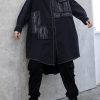 Unique asymmetric hem Fine outfit black Art women coats fall