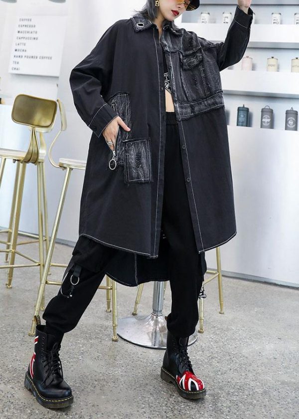 Unique asymmetric hem Fine outfit black Art women coats fall - Image 3