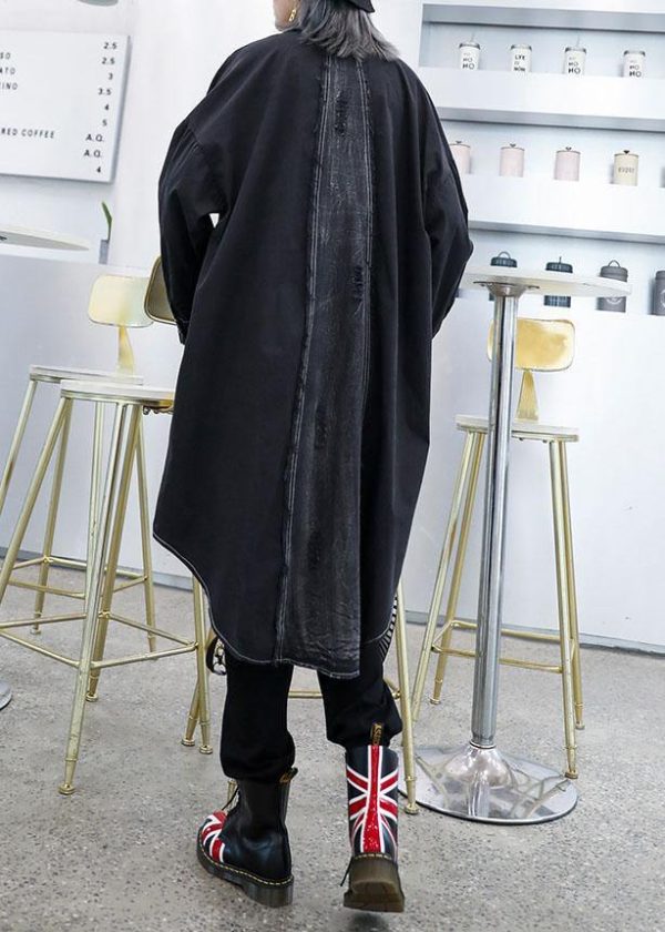 Unique asymmetric hem Fine outfit black Art women coats fall - Image 4