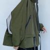 Unique hooded pockets Fashion fall coat army green baggy coat