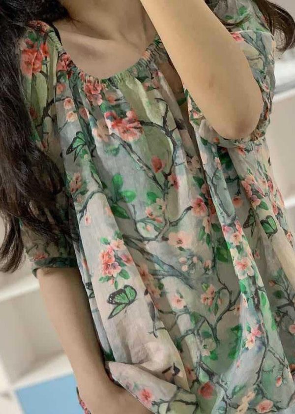 Unique prints linen clothes half sleeve box fall blouses - Image 5